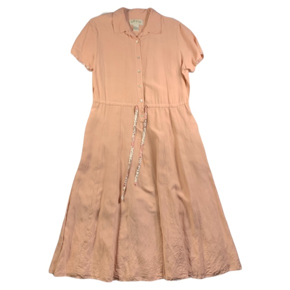 Orvis Dresses & Skirts - Orvis Vintage Silk and Linen Floral Trim Midi Dress